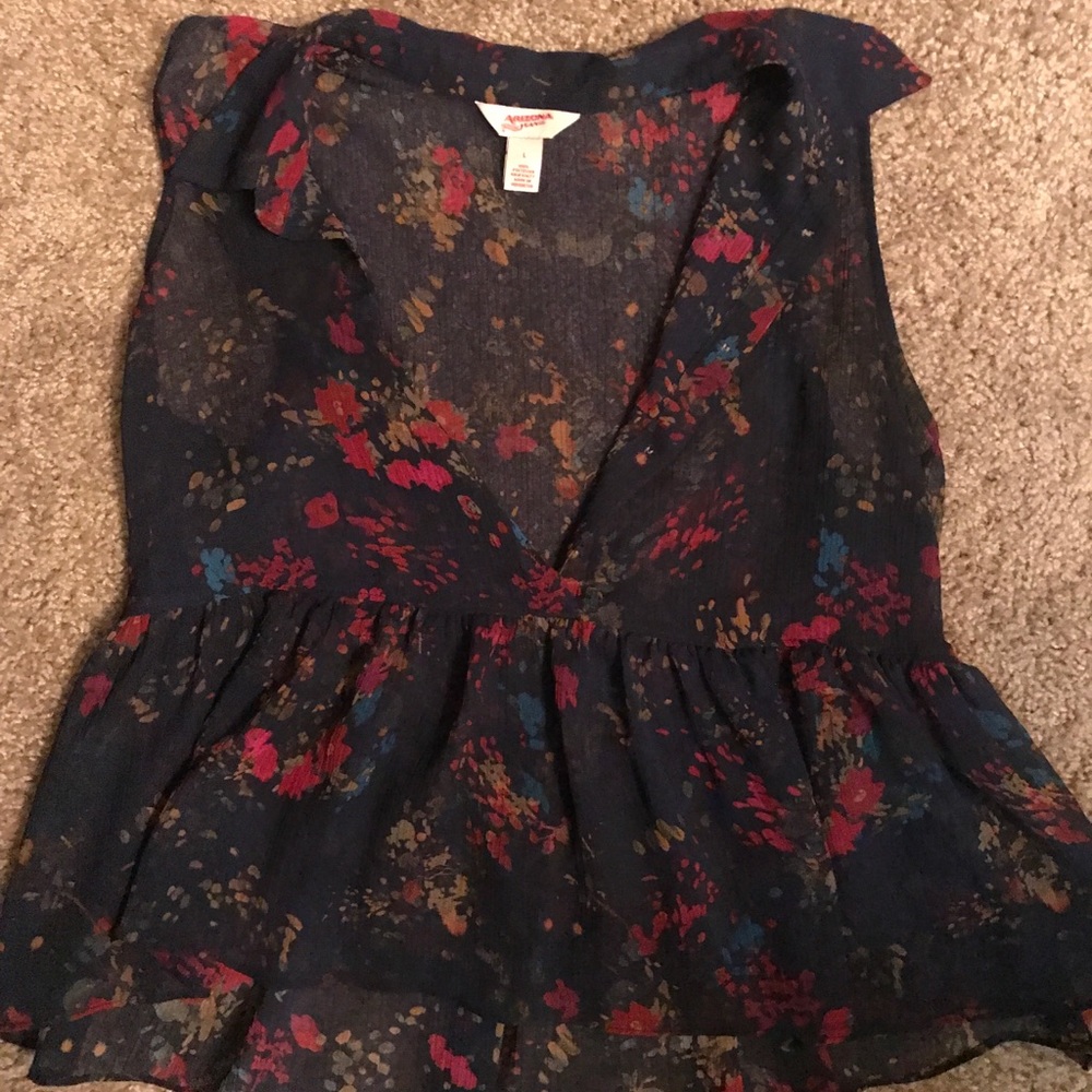 V Neck High Waist Peplum Tank